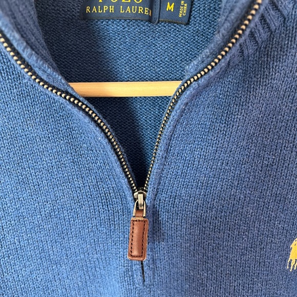 Blue Vintage Polo Ralph Lauren 1/4 Zip Mock Neck Sweater - Picture 2 of 2